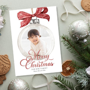 Cartes Pour Fêtes Annuelles Ornement avec Bow Photo Noël