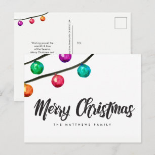 Cartes Pour Fêtes Annuelles Ornement d'aquarelle de Noël sur mesure