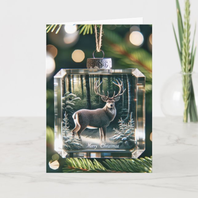 Cartes Pour Fêtes Annuelles Ornement de cerf de canard de Noël (Devant)