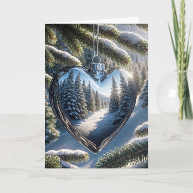 Cartes Pour Fêtes Annuelles Ornement de coeur de Noël (Devant)
