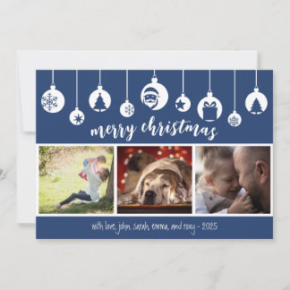 Cartes Pour Fêtes Annuelles Ornement de Noël bleu suspendu Photo