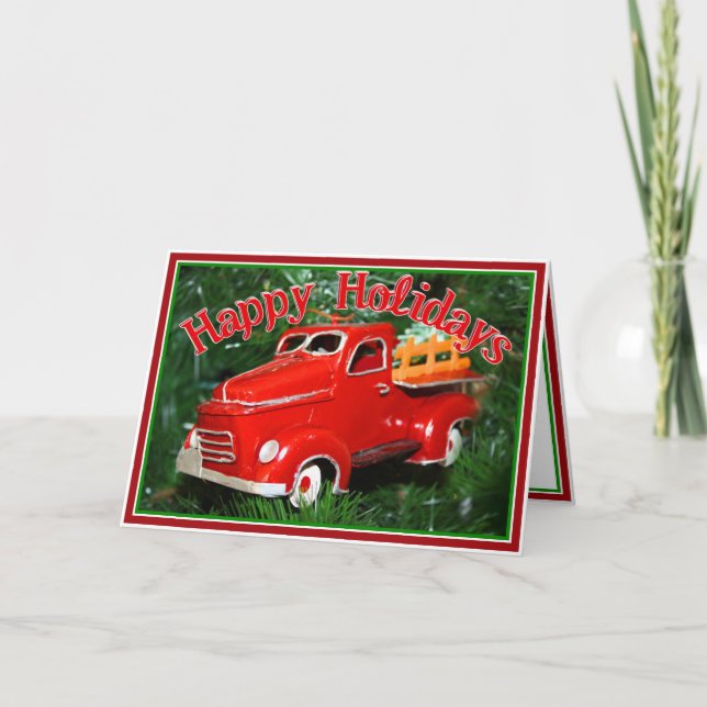 Cartes Pour Fêtes Annuelles Ornement de Noël de Camion Rouge (4) (Devant)