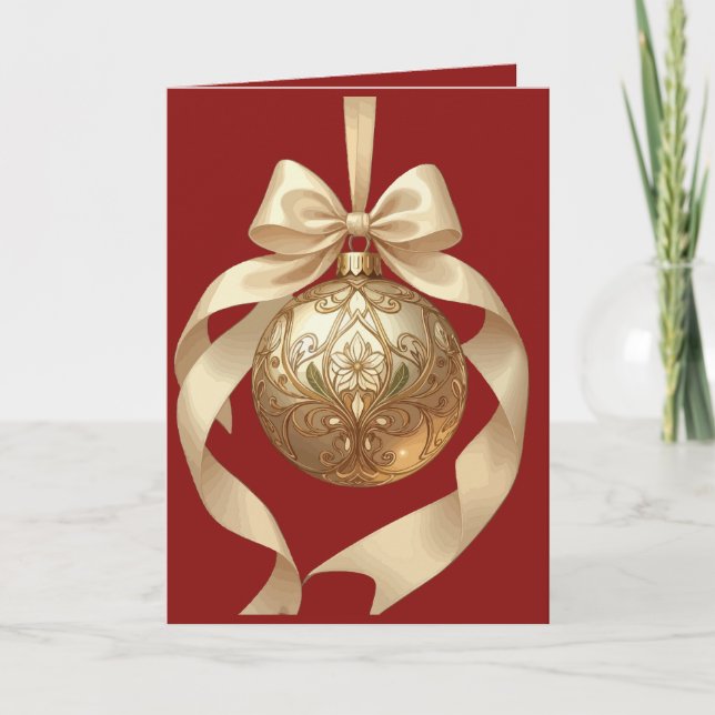 Cartes Pour Fêtes Annuelles Ornement de Noël Élégant Beige et Marron (Devant)