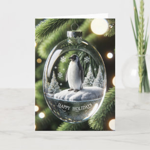 Cartes Pour Fêtes Annuelles Ornement de Noël en pingouin de verre