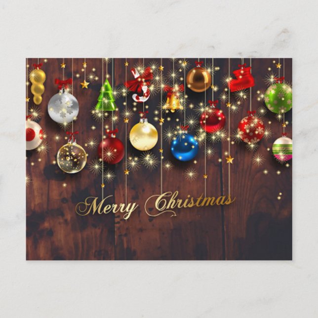 Cartes Pour Fêtes Annuelles Ornement de Noël et flocons de neige (Devant)