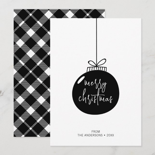 Cartes Pour Fêtes Annuelles Ornement de Noël Joyeux (Devant / Derrière)