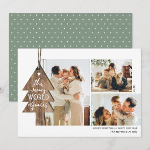 Cartes Pour Fêtes Annuelles Ornement en bois rustique 3 Collage photo Noël