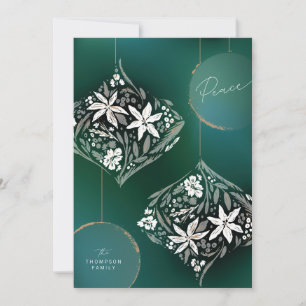 Cartes Pour Fêtes Annuelles Ornement floral vert foncé non photo