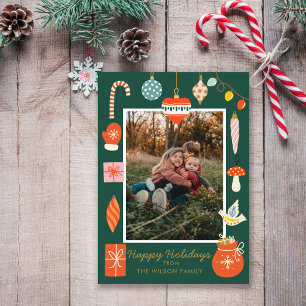 Cartes Pour Fêtes Annuelles Ornement Joyeux Noël Photo de Famille Mignonne