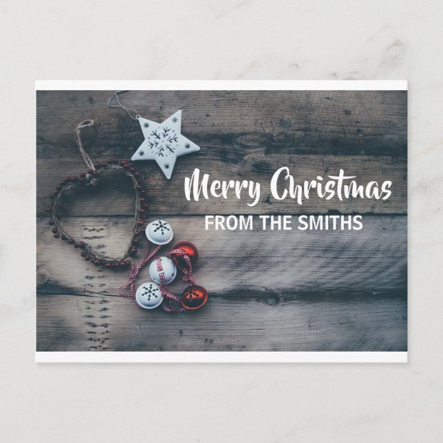 Cartes Pour Fêtes Annuelles Ornement personnalisé Noël rustique (Devant)