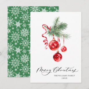 Cartes Pour Fêtes Annuelles Ornement Rouge Élégant Vœu de Joyeux Noël