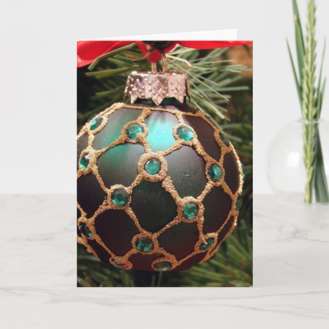 Cartes Pour Fêtes Annuelles Ornement vert (Devant)