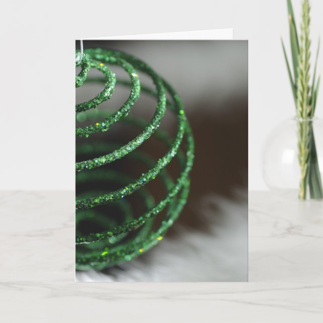 Cartes Pour Fêtes Annuelles Ornement vert scintillant (carte de vacances) (Devant)