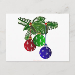Cartes Pour Fêtes Annuelles Ornements colorés d'arbres de Noël