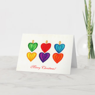Cartes Pour Fêtes Annuelles Ornements de coeurs, Joyeux Noël !