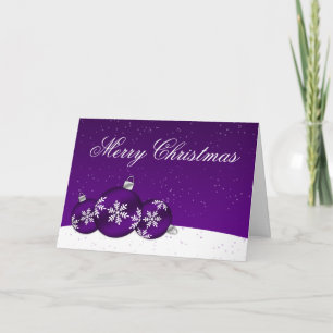 Cartes Pour Fêtes Annuelles Ornements de flocon de neige de Noël pourpre et
