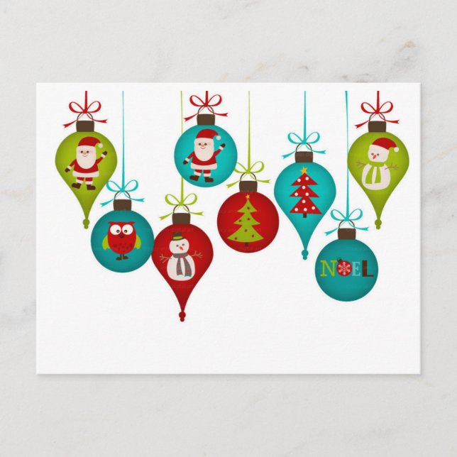 Cartes Pour Fêtes Annuelles Ornements de Noël (Devant)
