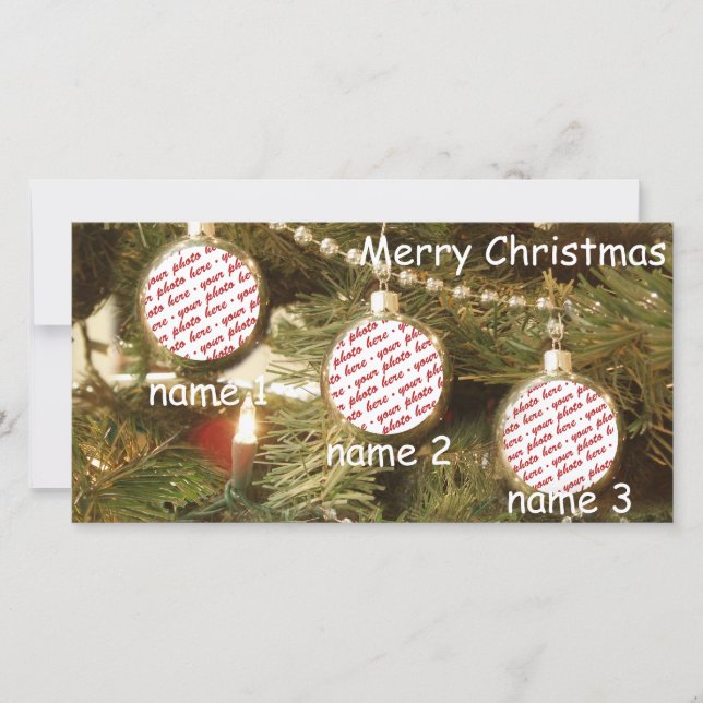 Cartes Pour Fêtes Annuelles Ornements de Noël (Ajouter 3 photos) (Devant)