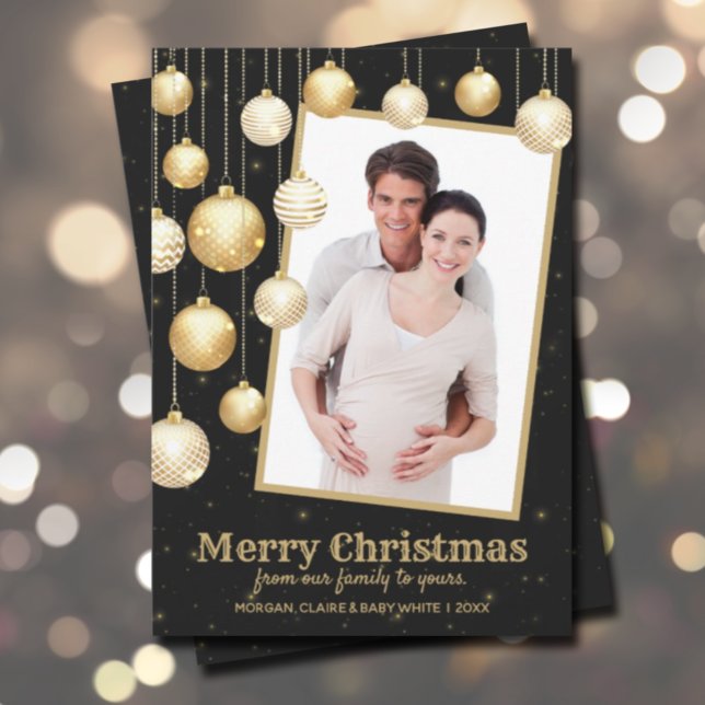 Cartes Pour Fêtes Annuelles Ornements de Noël d'or Photo (Créateur téléchargé)