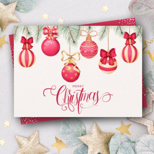 Cartes Pour Fêtes Annuelles Ornements de Noël en or rouge (Créateur téléchargé)