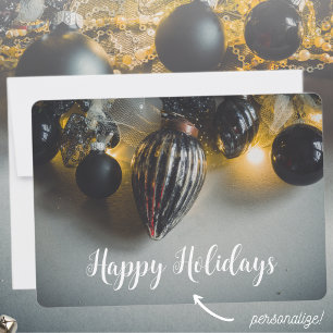 Cartes Pour Fêtes Annuelles Ornements de Noël noir gris rétro