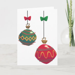 Cartes Pour Fêtes Annuelles Ornements de Noël rétro rouge et vert