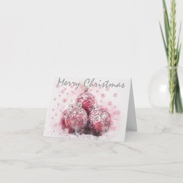 Cartes Pour Fêtes Annuelles Ornements de Noël Rouge (Devant)