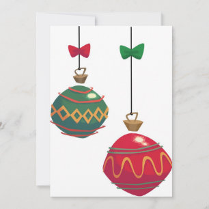 Cartes Pour Fêtes Annuelles Ornements de Noël Rouges et Verts Rétro