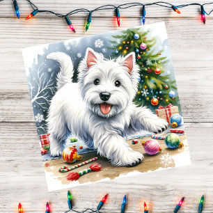 Cartes Pour Fêtes Annuelles Ornements de Noël Westie Ludiques