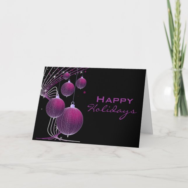Cartes Pour Fêtes Annuelles Ornements de vacances modernes violets (Devant)