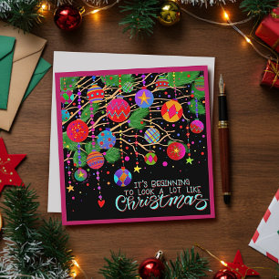 Cartes Pour Fêtes Annuelles Ornements festifs roses Chanson de Noël Inspiritis