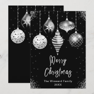 Cartes Pour Fêtes Annuelles Ornements Noir et Argent Joyeux Noël