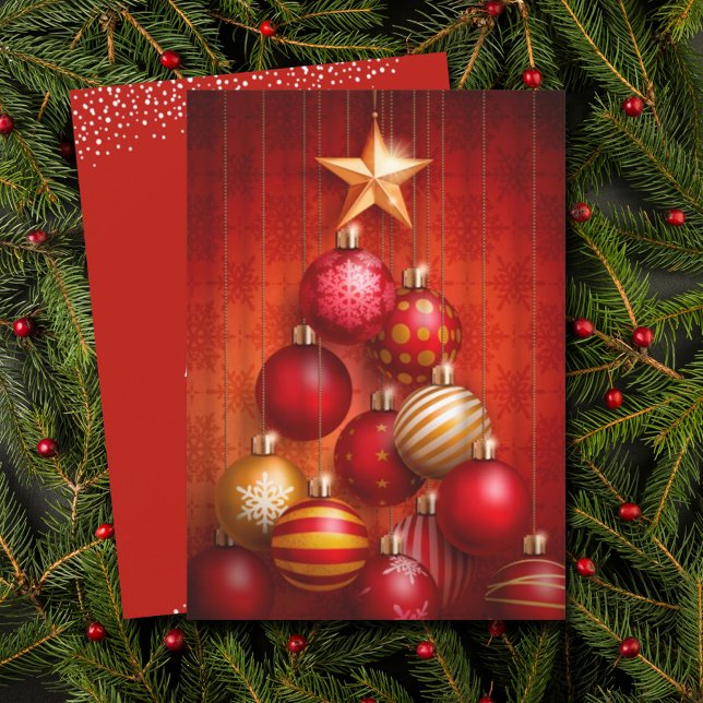 Cartes Pour Fêtes Annuelles Ornements Red Christmas Tree (Créateur téléchargé)