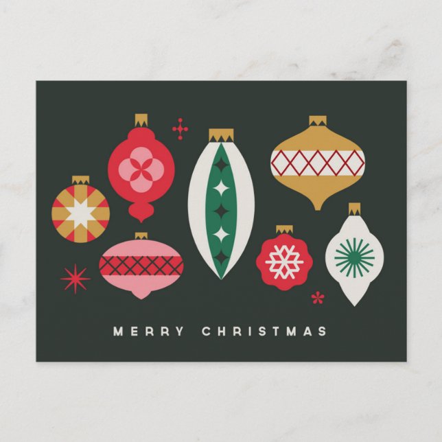 Cartes Pour Fêtes Annuelles Ornements Rétro - Joyeux Noël (Devant)