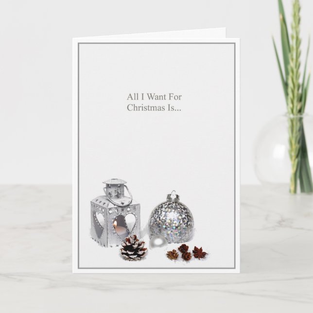 Cartes Pour Fêtes Annuelles Ornements romantiques en argent Noël (Devant)