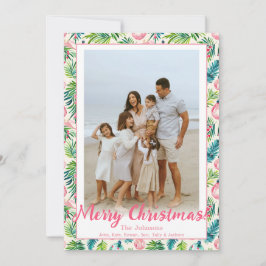 Cartes Pour Fêtes Annuelles Ornements Rose et Vert Preppy Photo Personnalisée