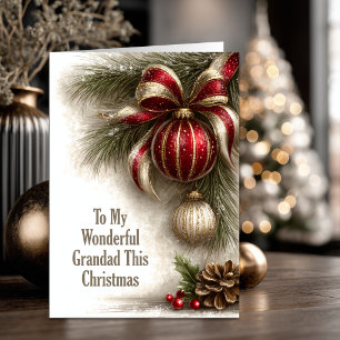 Cartes Pour Fêtes Annuelles Ornements Rouge Or Grand-père Noël