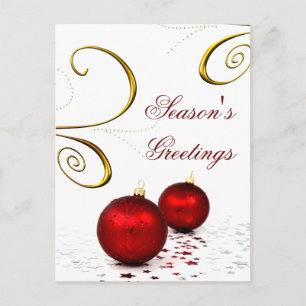 Cartes Pour Fêtes Annuelles ornements rouges festifs Noël Salutation PostCarte