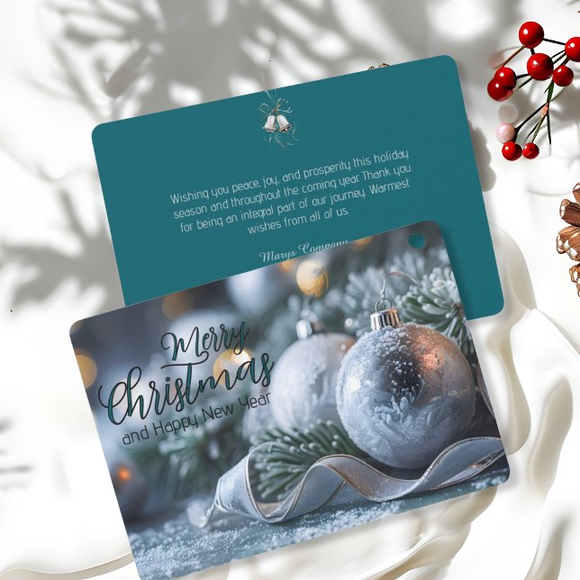 Cartes Pour Fêtes Annuelles Ornements sur la verdure givré Élégant d'entrepris (Créateur téléchargé)