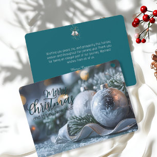 Cartes Pour Fêtes Annuelles Ornements sur verdure givrée Élégante entreprise