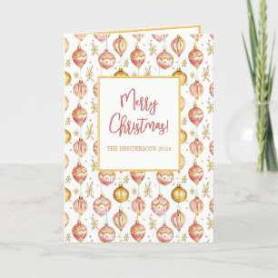 Cartes Pour Fêtes Annuelles Ornements Vintages en or rose Noël