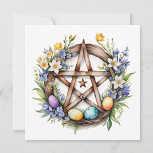 Cartes Pour Fêtes Annuelles Ostara Étoile Pentacle Équinoxe de Printemps Eostr
