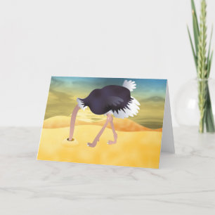 Cartes Pour Fêtes Annuelles Ostrich Caricature Avec Tête Dans Le Sable