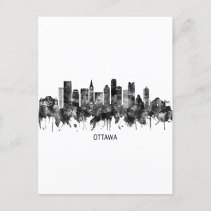 Cartes Pour Fêtes Annuelles Ottawa Canada Skyline BW