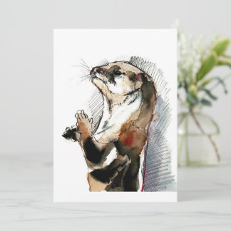Cartes Pour Fêtes Annuelles Otter de dessin artistique| Cadeaux de loutre mou