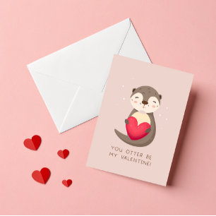 Cartes Pour Fêtes Annuelles Otter soit ma valentine Punny mignonne Enfants Val