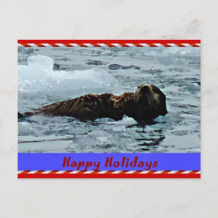 Cartes Pour Fêtes Annuelles otterly Terrific Sea otter holiday postcard