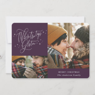 Cartes Pour Fêtes Annuelles Où les cimes d'arbres glissent multi photo Noël