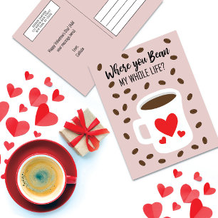 Cartes Pour Fêtes Annuelles Où vous Bean Coffee Saint-Valentin Message