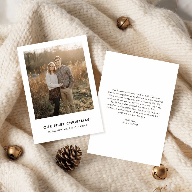 Cartes Pour Fêtes Annuelles Our First Christmas Photo Modern Newlywed (Créateur téléchargé)